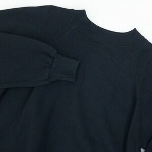 Hanes Blank Sweatshirt Womens Large Black Vintage Raglan Crew Neck Made in USA